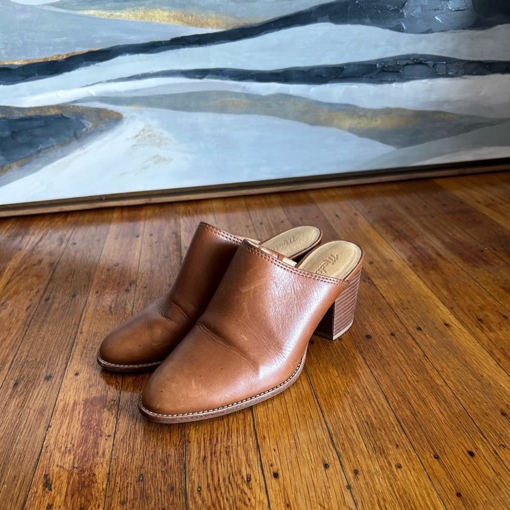 MADEWELL THE HARPER LEATHER MULE SZ 6.5 Cognac Brown